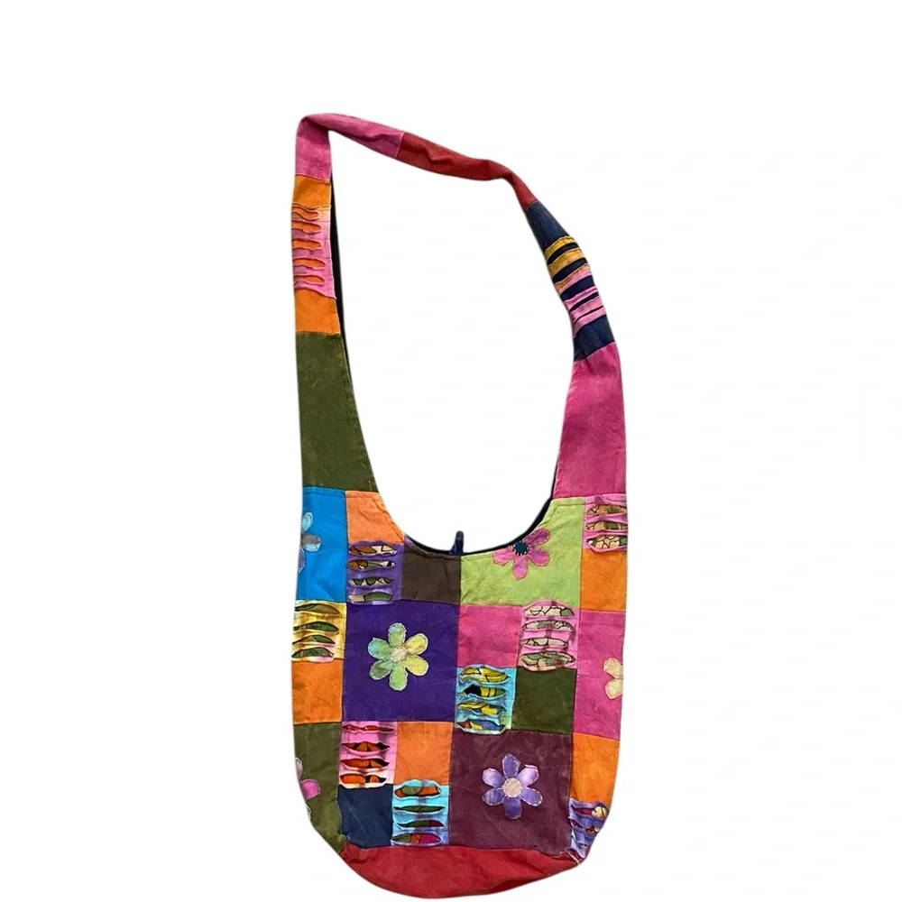 Original Collection Happy Flowers Patchwork Crossbody Handbag - Picture 2 of 6